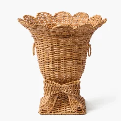 Liliana Bow Scalloped Rattan Urn