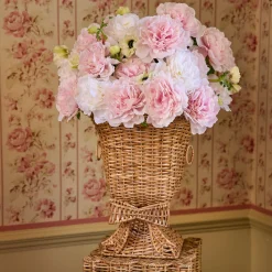 Liliana Bow Scalloped Rattan Urn