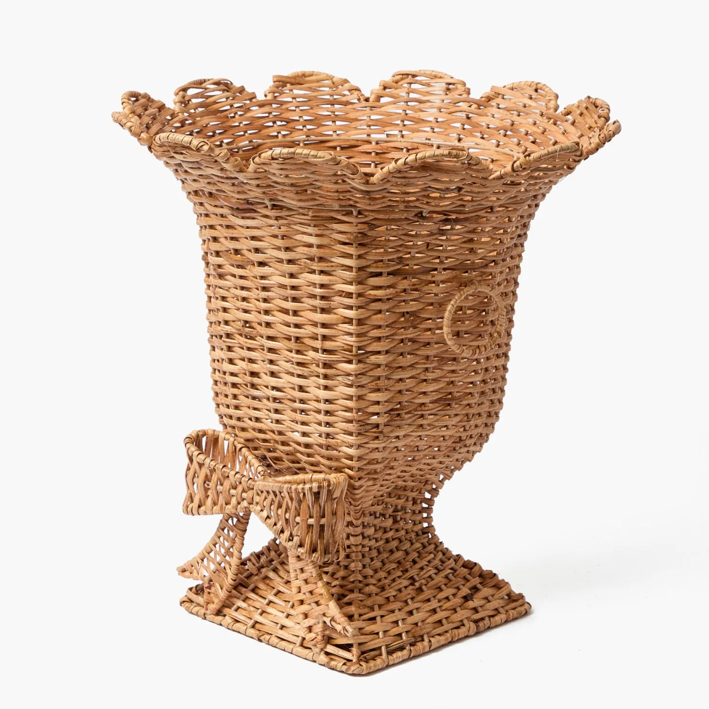 Liliana Bow Scalloped Rattan Urn