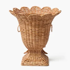 Liliana Bow Scalloped Rattan Urn