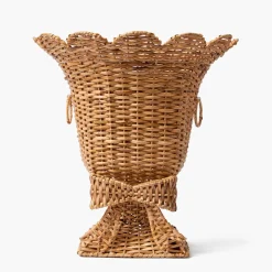 Liliana Bow Scalloped Rattan Urn