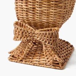 Liliana Bow Scalloped Rattan Urn