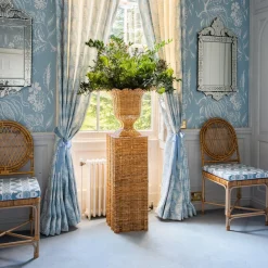Liliana Scalloped Rattan Urn & Pedestal