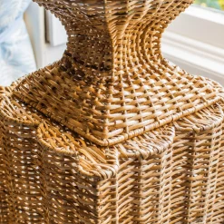 Liliana Scalloped Rattan Urn & Pedestal
