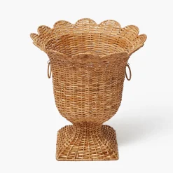 Liliana Scalloped Rattan Urn