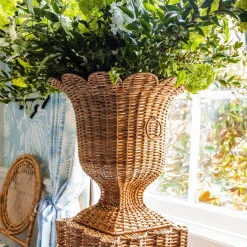 Liliana Scalloped Rattan Urn