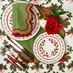 Lily Green & Red Napkins (Set of 4)