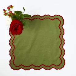 Lily Green & Red Napkins (Set of 4)