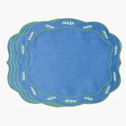 Lily of the Valley Blue Linen Placemats (Set of 4)