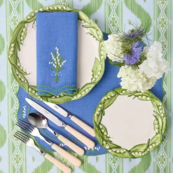 Lily of the Valley Blue Linen Placemats (Set of 4)