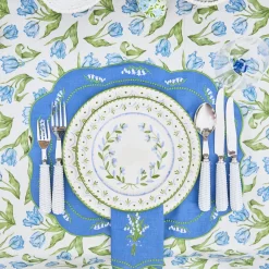 Lily of the Valley Blue Linen Placemats (Set of 4)