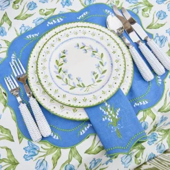 Lily of the Valley Blue Linen Placemats (Set of 4)