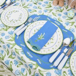 Lily of the Valley Blue Linen Napkins (Set of 4)