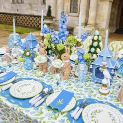 Lily of the Valley Blue Linen Napkins (Set of 4)