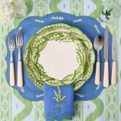 Lily of the Valley Blue Linen Placemats & Napkins (Set of 4)