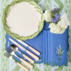 Lily of the Valley Blue Linen Placemats & Napkins (Set of 4)