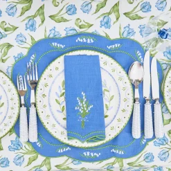 Lily of the Valley Blue Linen Placemats & Napkins (Set of 4)