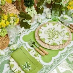 Lily of the Valley Green Linen Napkins (Set of 4)