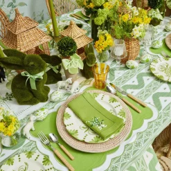 Lily of the Valley Green Linen Napkins (Set of 4)