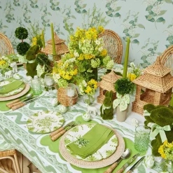 Lily of the Valley Green Linen Napkins (Set of 4)