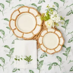 Lily of the Valley White Linen Napkins (Set of 4)
