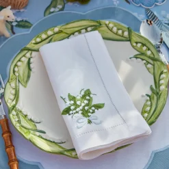 Lily of the Valley White Linen Napkins (Set of 4)