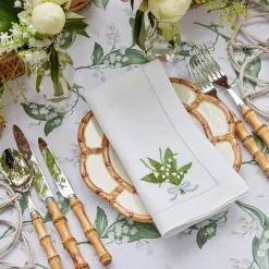 Lily of the Valley White Linen Napkins (Set of 4)