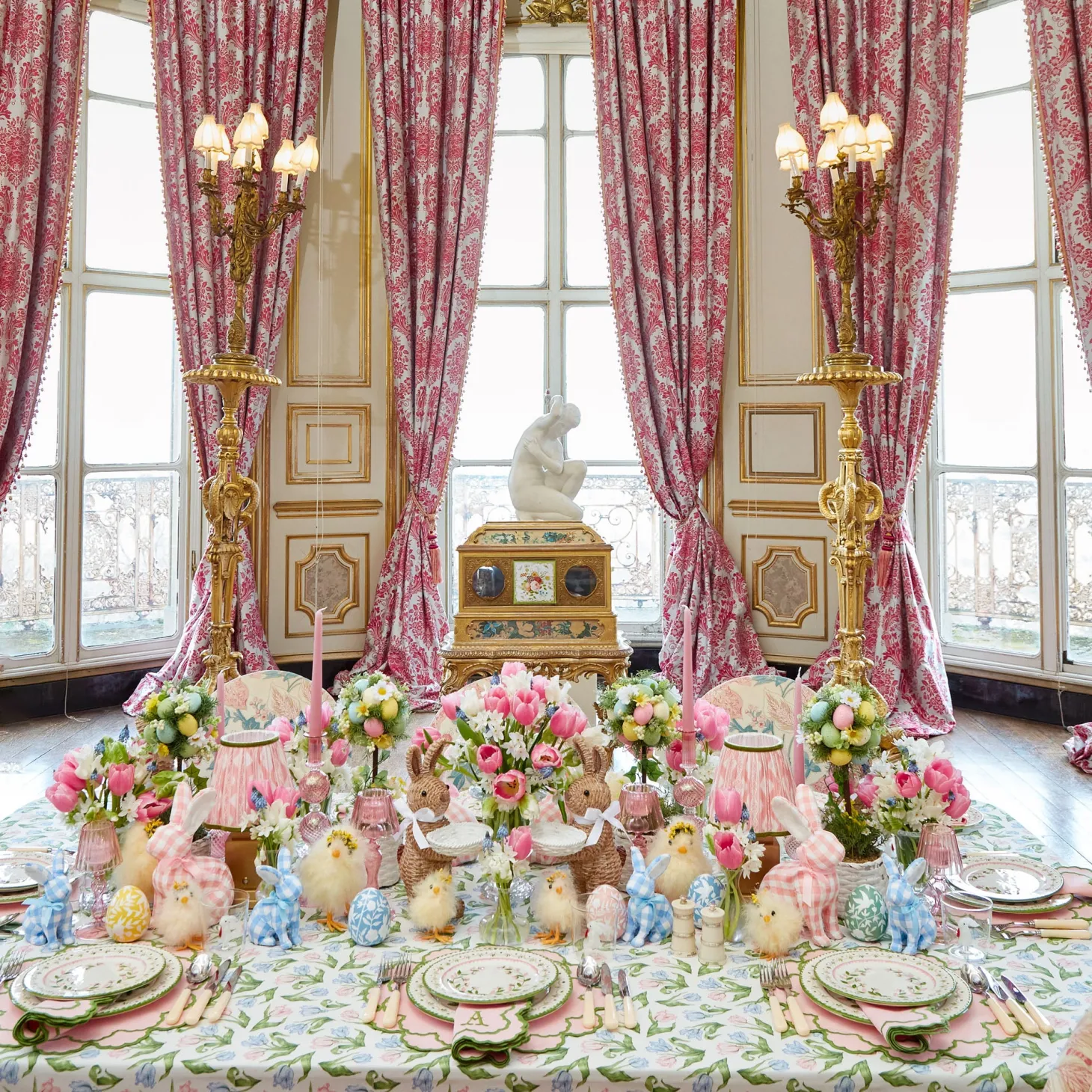 Lily Pink & Green Placemats & Napkins (Set of 4)
