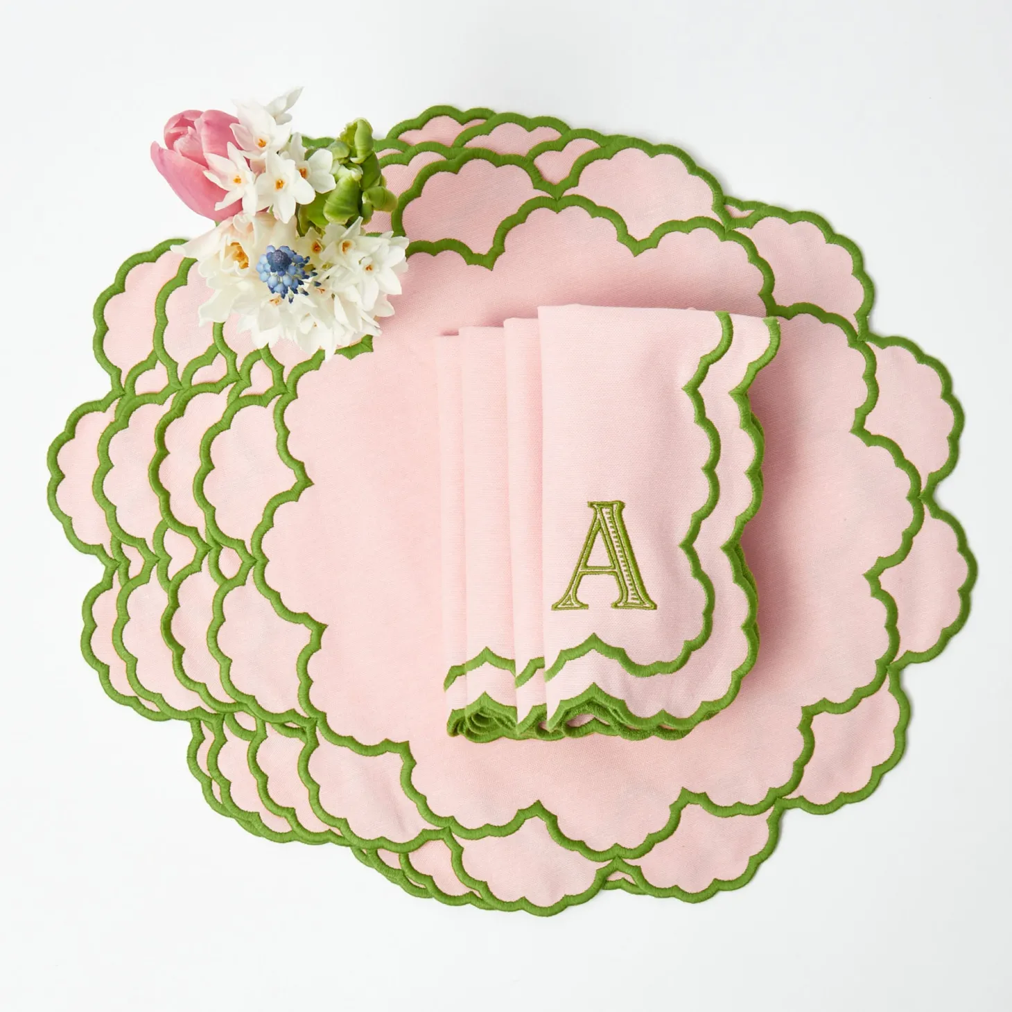 Lily Pink & Green Placemats & Napkins (Set of 4)