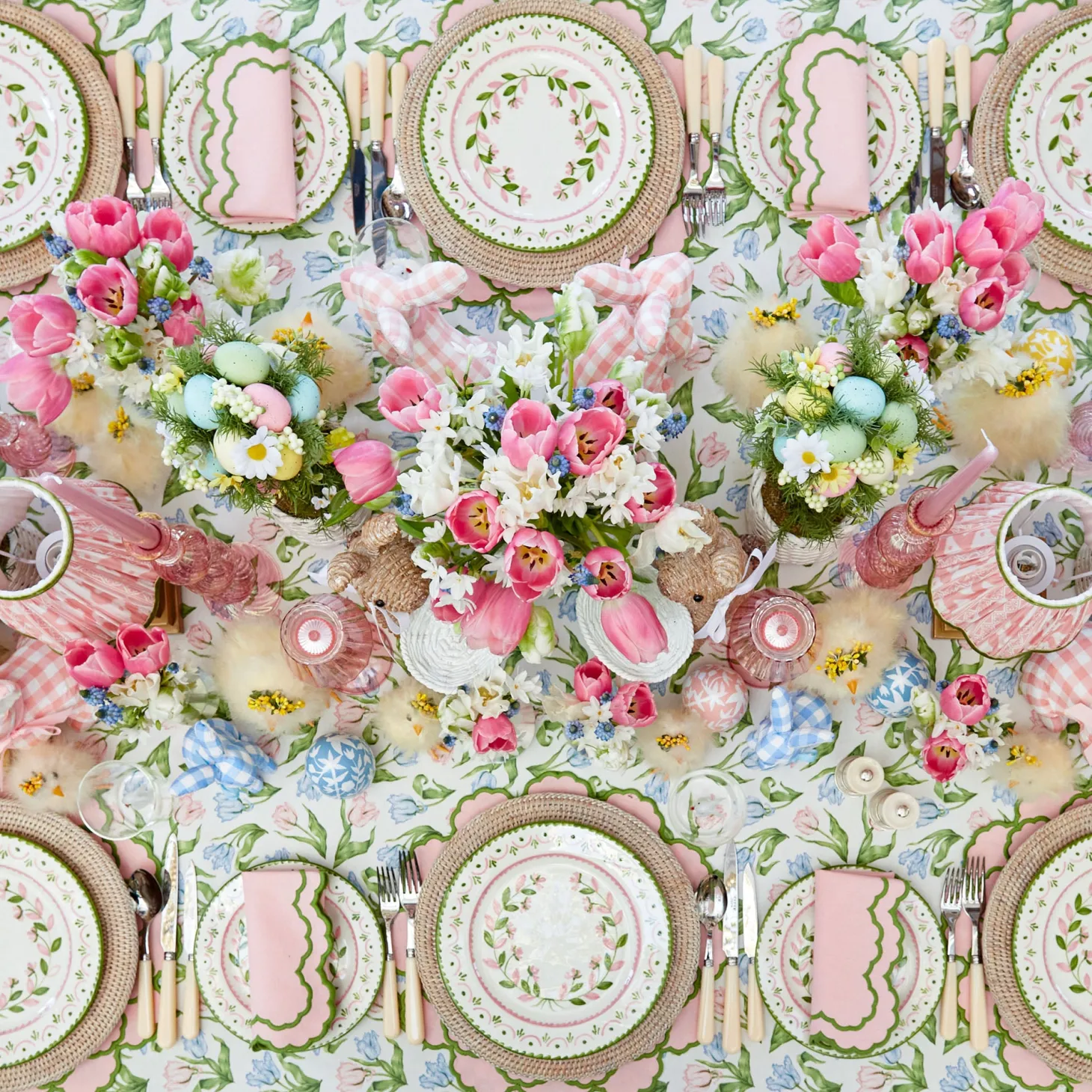 Lily Pink & Green Placemats & Napkins (Set of 4)