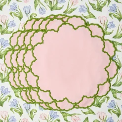 Lily Pink & Green Placemats & Napkins (Set of 4)
