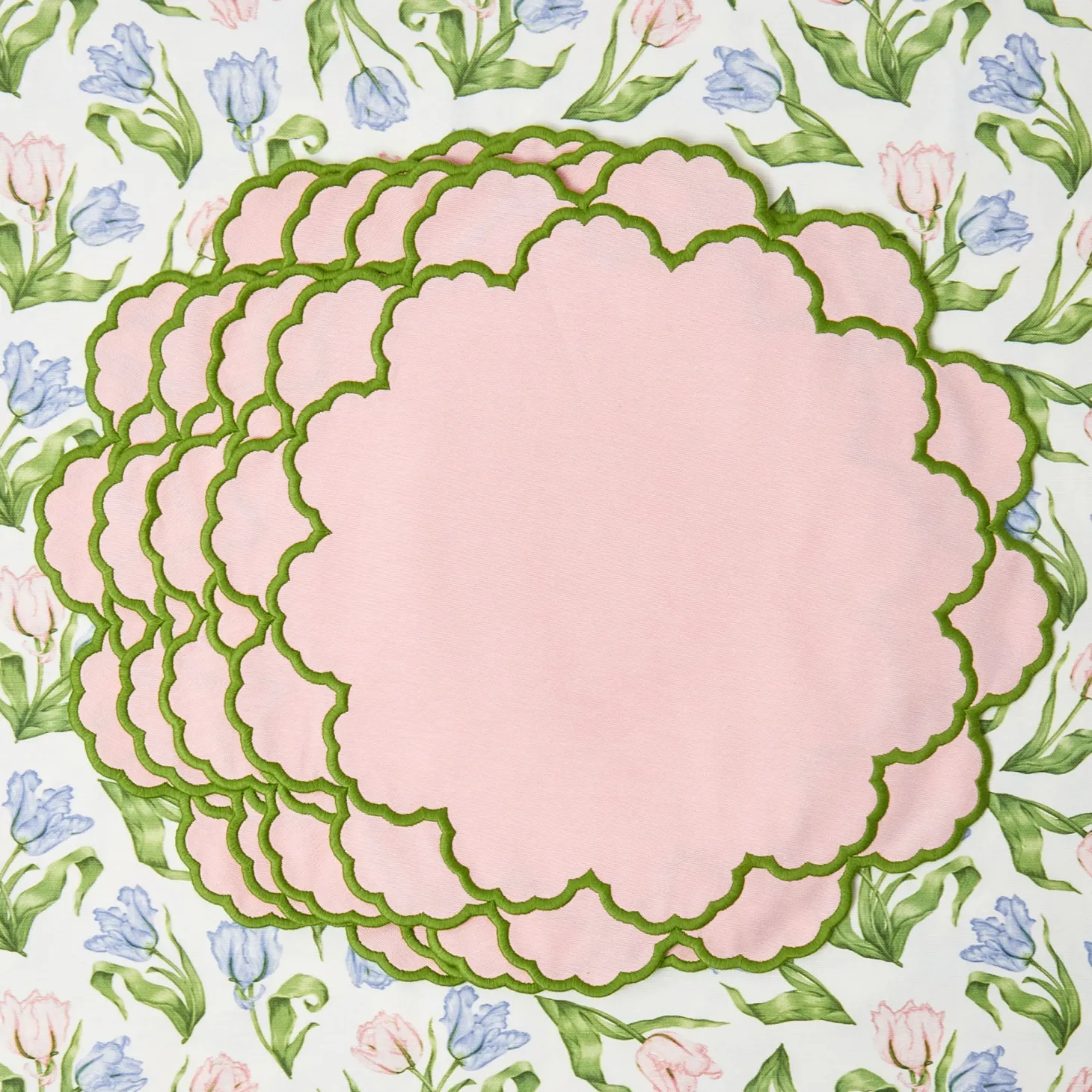 Lily Pink & Green Placemats & Napkins (Set of 4)