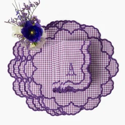 Lily Purple Gingham Placemats & Napkins (Set of 4)