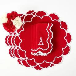 Lily Red & White Placemats & Napkins (Set of 4)