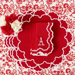 Lily Red & White Placemats & Napkins (Set of 4)