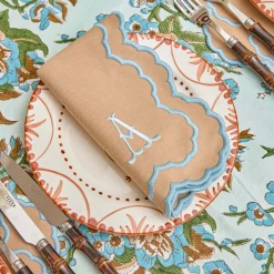 Lily Sand & Blue Placemats & Napkins (Set of 4)