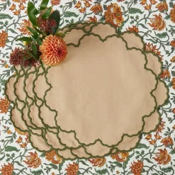 Lily Sand & Green Placemats & Napkins (Set of 4)