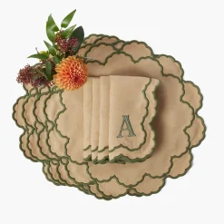 Lily Sand & Green Placemats & Napkins (Set of 4)