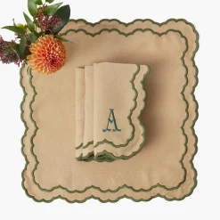 Lily Sand & Green Placemats & Napkins (Set of 4)