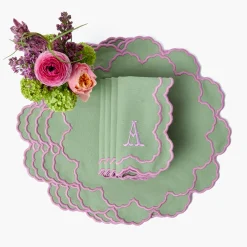 Lily Soft Green & Pink Placemats & Napkins (Set of 4)