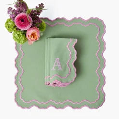 Lily Soft Green & Pink Napkins (Set of 4)