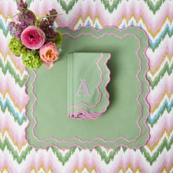 Lily Soft Green & Pink Napkins (Set of 4)
