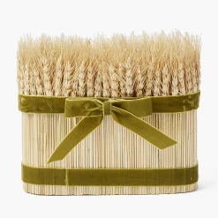Long Wheat Sheaf with Green Velvet Bow