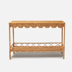 Madeleine Rattan Scalloped Console Table