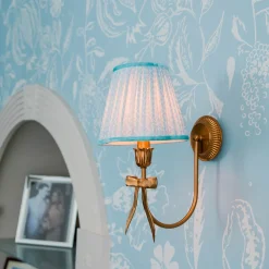 Marilyn Bow Rechargeable Wall Light with Soft Blue Lotus Shade (18cm)