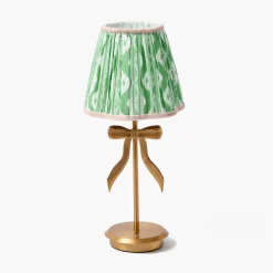 Marilyn Bow Rechargeable Lamp with Green & Pink Ikat Shade (18cm)