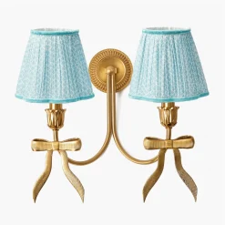Marilyn Bow Rechargeable Double Wall Light with Soft Blue Lotus Shades (18cm)