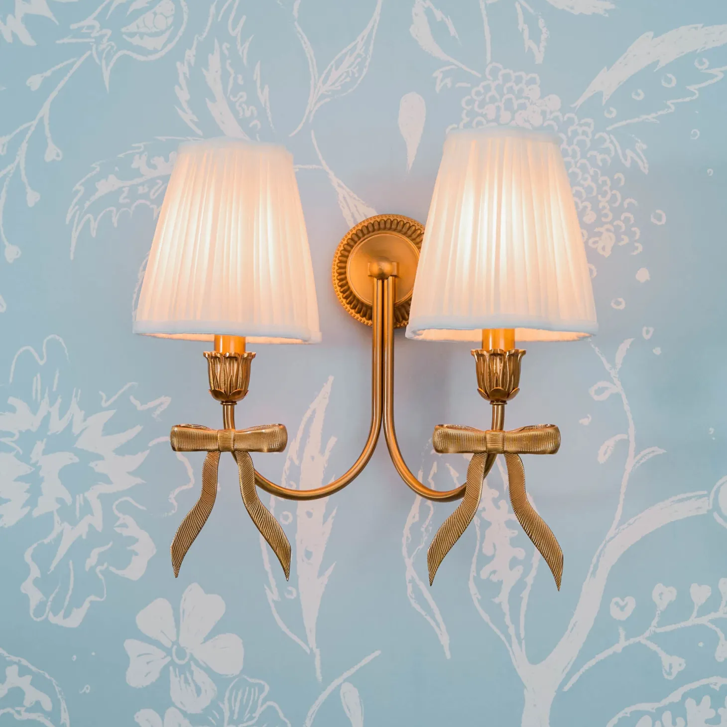 Marilyn Bow Rechargeable Double Wall Light with Cream Shades (14cm)