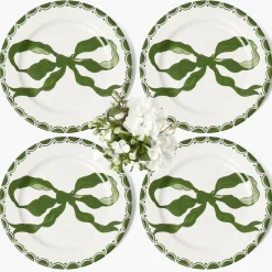 Marilyn Forest Green Bow Dinner Plates (Set of 4)