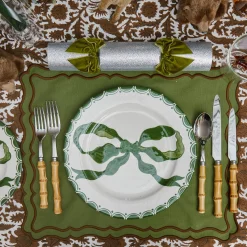 Marilyn Forest Green Bow Dinner Plates (Set of 4)